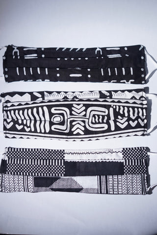 Black & White African Cotton Face Masks