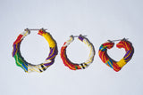 Rainbow Stripe Hand Wrapped Ankara Fabric Bamboo Earrings